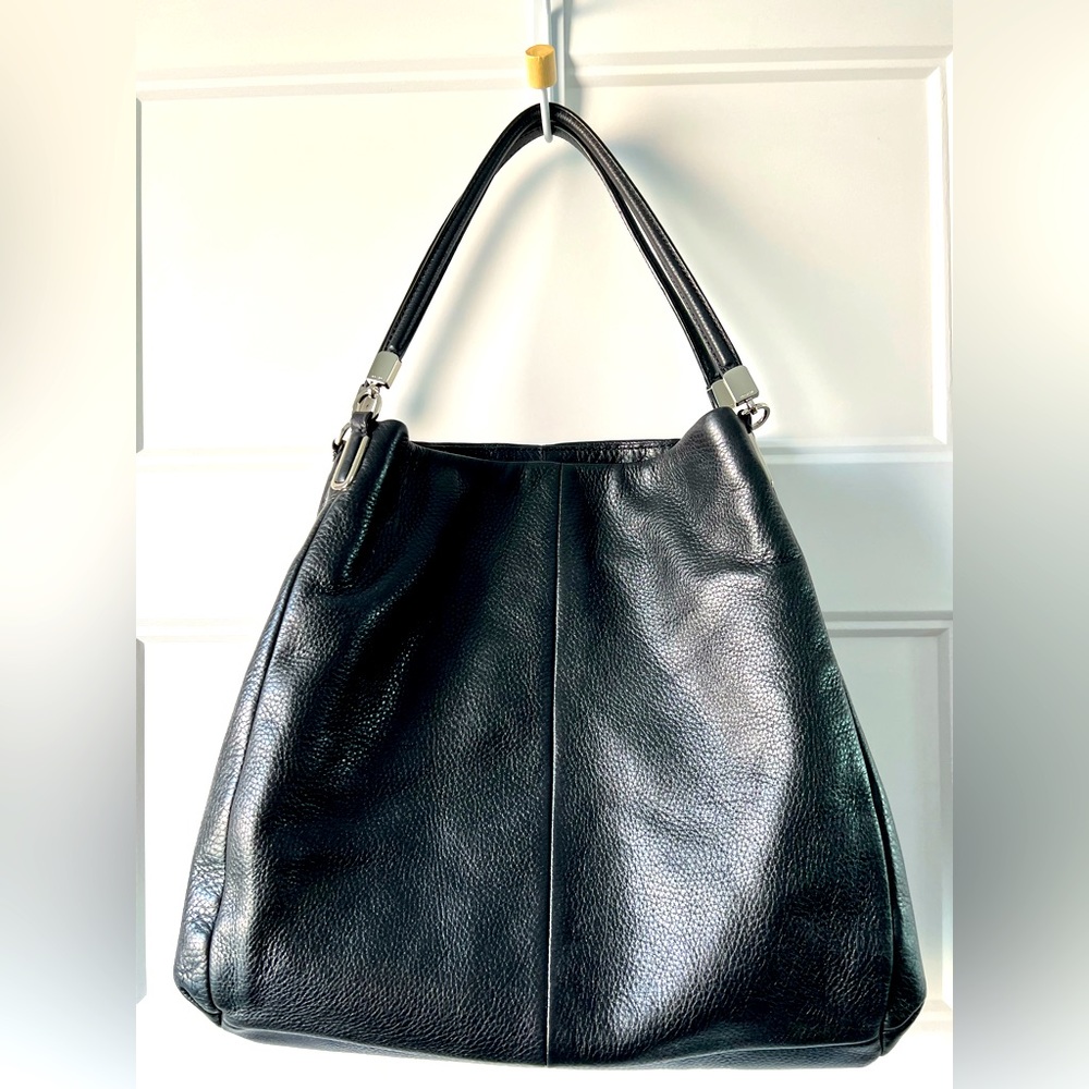 COACH Madison Phoebe Pebbled Leather Shoulder Bag, Women's, Black